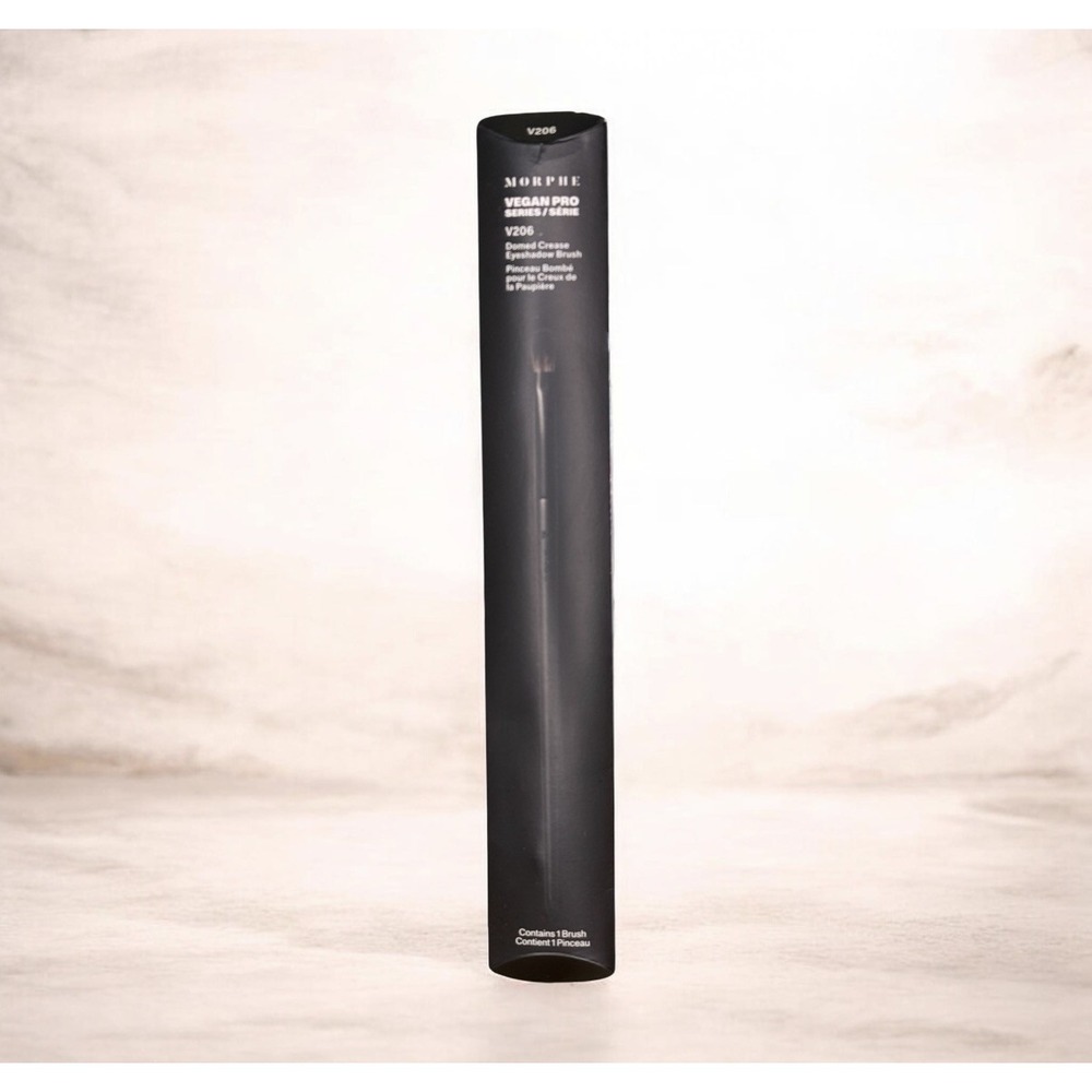 Morphe Vegan Pro Series V206 Domed Crease Eyeshadow Brush, Synthetic, Black NIB